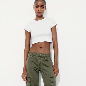 ZARA Periwinkle Fitted Crop Top Baby Tee